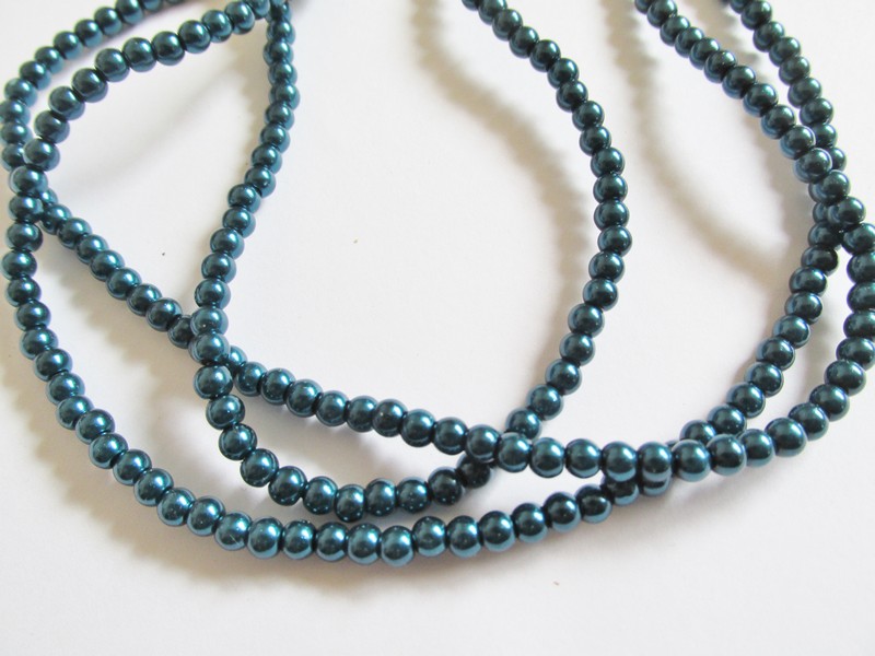 (image for) Teal Blue glass pearls #hu1318